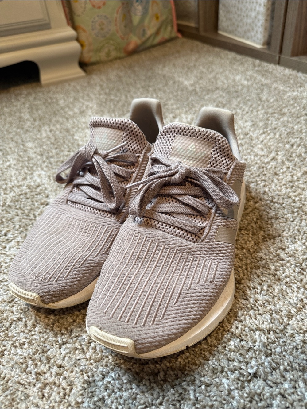 Adidas Neutral Taupe Knit Lace-Up Sneakers swift runs